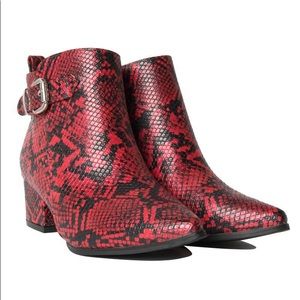 Red/black Snakeskin Ankle Boots